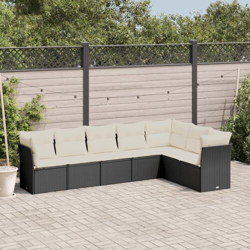  7-dijelni set vrtnih sofa od poliratana s jastucima crni Cijene