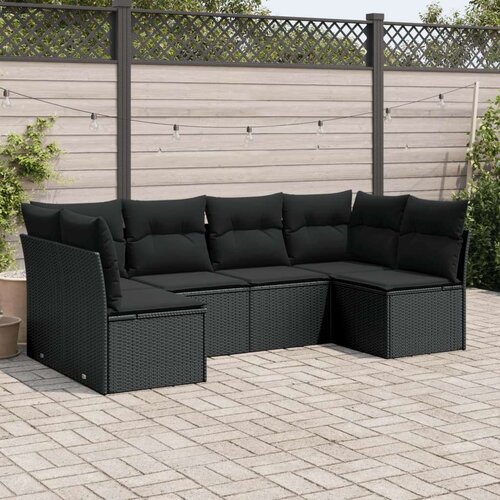  6-dijelni set vrtnih sofa s jastucima crni od poliratana Slike