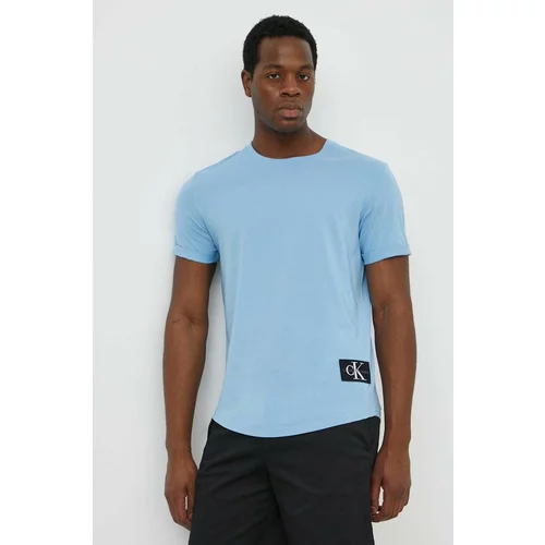 Calvin Klein Jeans Bombažna kratka majica moški, rjava barva