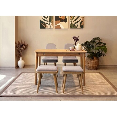 Hanah home Set Trpezarijski sto i 4 trpezarijske stolice Vina Mini 02 0701, Svijetlo siva Cene