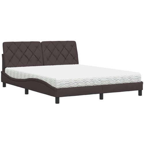 VidaXL Krevet s madracem tamnosmeđi 160x200 cm tkanina Slike