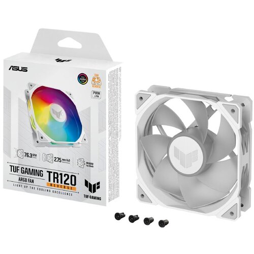 Asus TUF Gaming TR120 ARGB Reverse ventilator, 120mm PWM, bel, (21641266) Slike