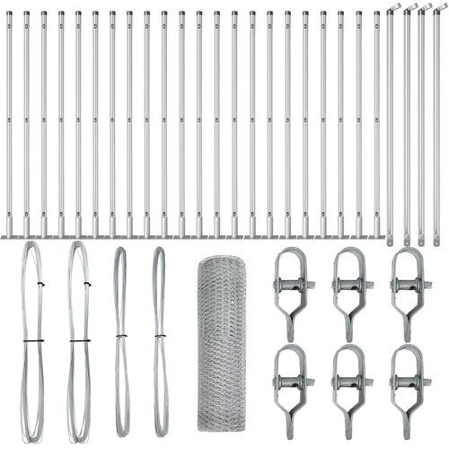vidaXL Ograda u Hexagonu 1x50 m Pocinčani Čelik, Ogradni Stupovi s Bazaom 13 kom Ø32mm 110cm Pocinčani Čelik Cijene
