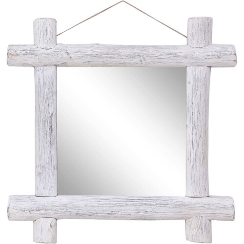  Ogledalo od cjepanica bijelo 70 x 70 cm masivno obnovljeno drvo Cijene