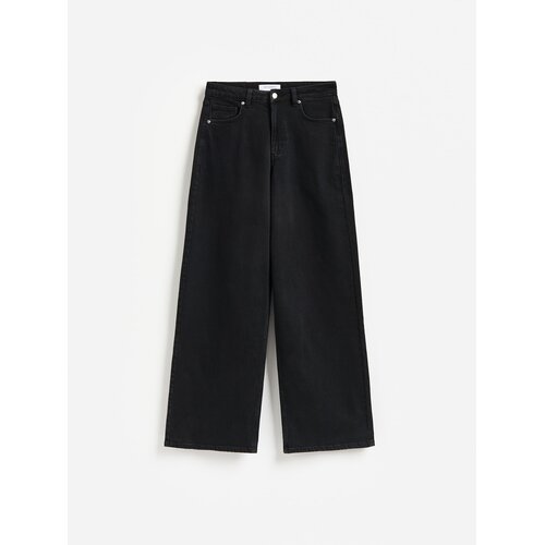 Reserved Traperice wide leg comfort - crno Cene