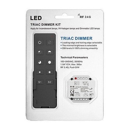 Smartled dimer regulator za led halogene i obične sijalice set daljinski i risiver 220V triac R1+S1 crni Slike