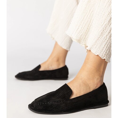 Gemre Black perforated eco-suede moccasins Stanila Cijene