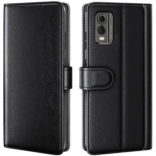 INORCO Magnetna preklopna torbica za telefon Nokia C32, odporna na praske, denarnica s stojalom iz pravega razcepljenega usnja, (22036877) Slike
