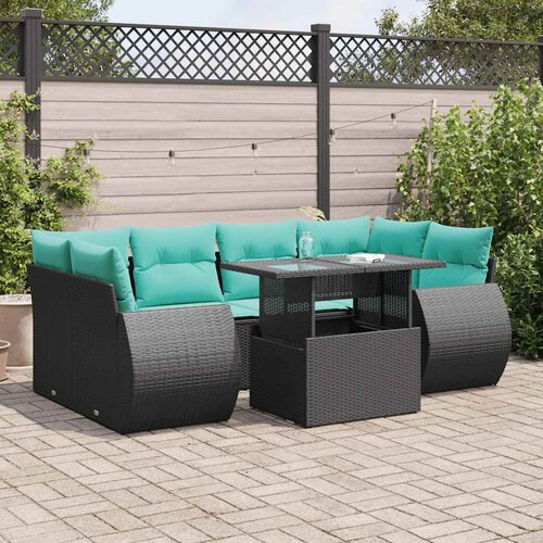 vidaXL 7-dijelni set vrtnih sofa od poliratana s jastucima crni bagrem Cijene