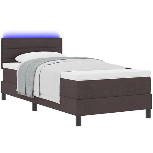 vidaXL Krevet s uzglavljem i madracem &amp  LED tamnosmeđi 100x200 cm tkanina Cijene