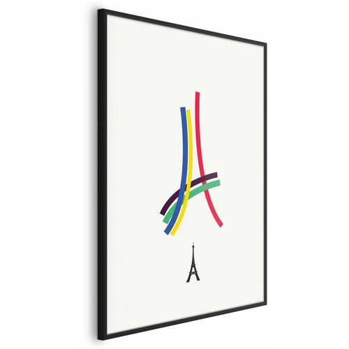  Plakat - Eiffel Tower - Colored Graphic - Abstraction 21x30 Crni okvir Cene