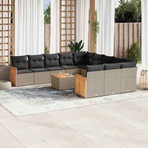 vidaXL 12-dijelni set vrtnih sofa od poliratana s jastucima sivi Cijene
