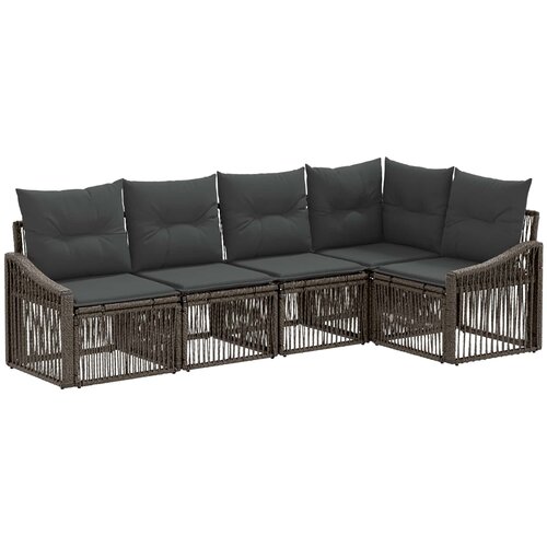 vidaXL Vrtna sedežna garnitura 5 pcs Siva poli ratan, (5000270414) Cene