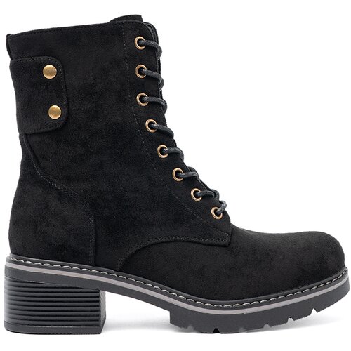 Shelvt Black lace-up workers with a thick sole Slike