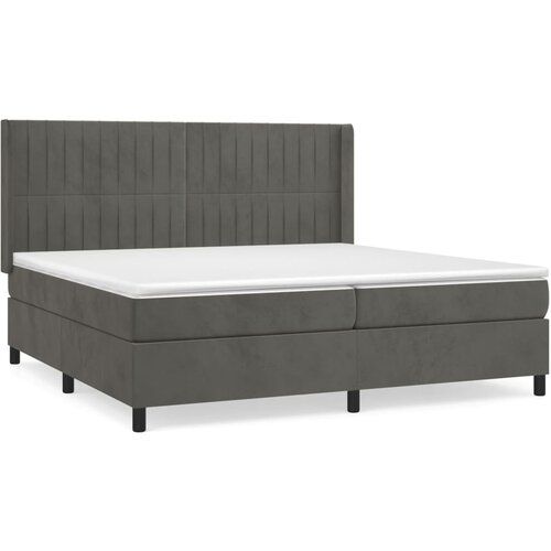 VidaXL Box spring postelja z vzmetnico temno siva 200x200 cm žamet, (20726249) Slike