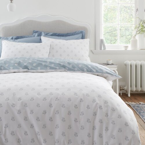Bianca Bela/modra bombažna posteljnina za zakonsko posteljo 200x200 cm Esme Floral &amp;ndash; Slike