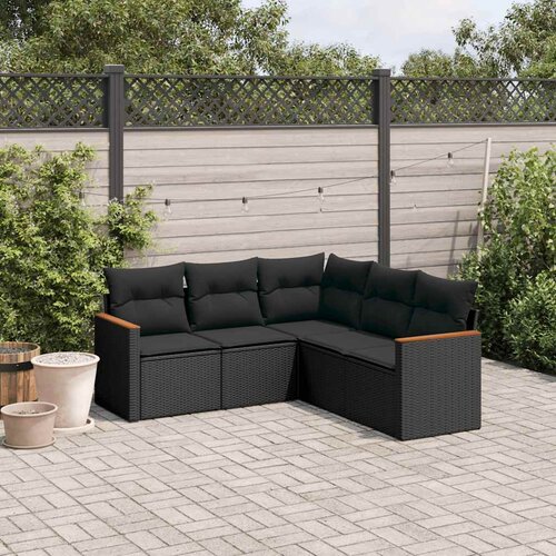  5-dijelna vrtna garnitura od poliratana s jastucima crna 62 x 62 x 69 cm Cijene