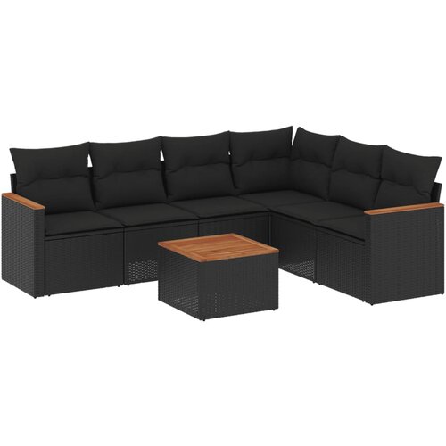 Maison Chic Seti vrtnega pohištva - Vrtna garnitura - Vrtni pohištvo set 7-delna z blazinami črn poli ratan, (21801342) Cene