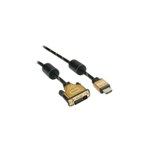 Roline DVI / HDMI priključni kabel DVI-D 24+1-polni utikač, HDMI A utikač 2.00 m crna, zlatna 11.04.5891 sa zaštitom, mo