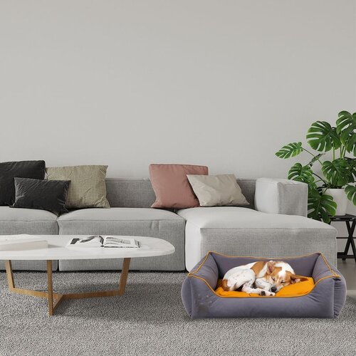  Lucy Dog & Cat M Grey Mustard Pet Bed Cene