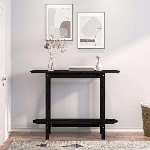  Konzolni stol crni 110 x 40 x 80cm od masivne borovine Slike