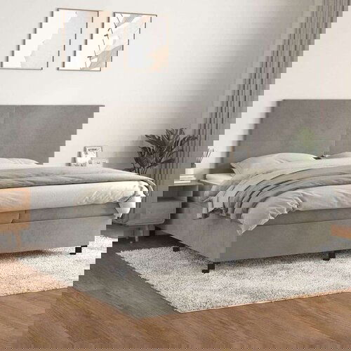  Box spring postelja z vzmetnico svetlo siva 200x200 cm žamet, (20788860) Cene