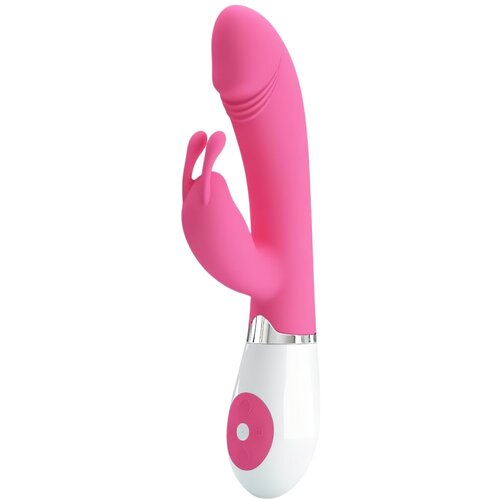 Pretty Love Gene - Vodoodporen vibrator za točko G s čepom (roza in bela) Slike