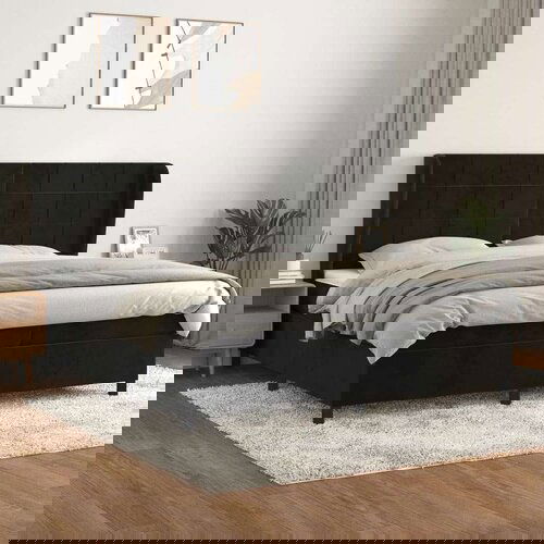  Box spring postelja z vzmetnico črna 200x200 cm žamet, (20895722) Cene