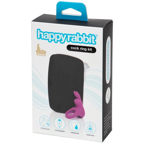 happyrabbit Cock Kit - vibrirajući prsten za penis s vrećicom za pohranu (ljubičasta) Cijene