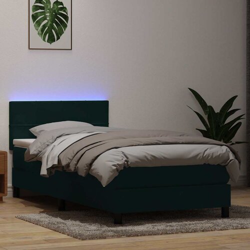 Box Spring krevet s madracem i LED tamnozeleni 80x220 cm baršun Cene