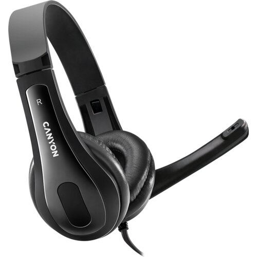 Canyon slu&scaron;alke CHSU-1 basic PC headset with microphone, USB plug, leather pads, Flat cable length 2.0m, 160*60*160mm, 0.13kg, Black; - CNS-CHSU1B Cene