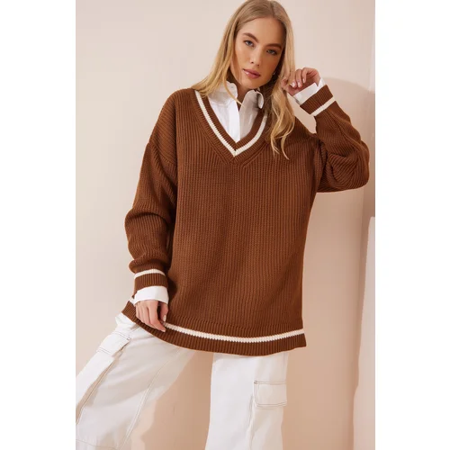 Happiness İstanbul Sweater - Brown - Oversize