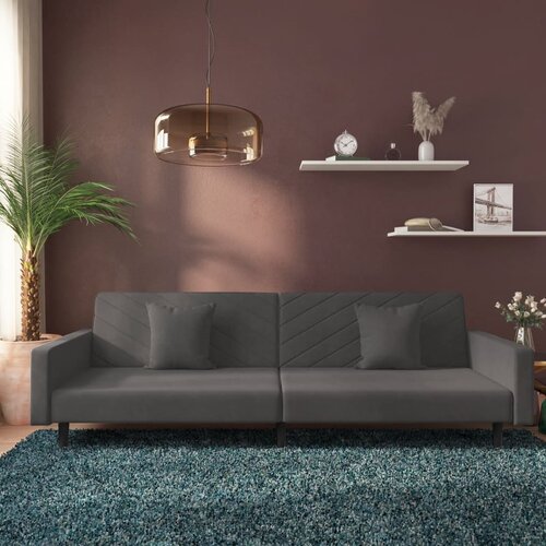  The Living Store Kavč dvosed z ležiščem in dvema blazinama temno siv žamet - Raztegljiv Kavč, (21447999) Cene