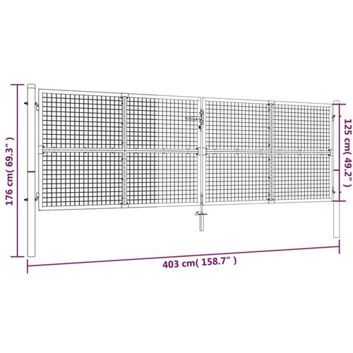 VidaXL Mrežasta vrtna vrata čelična 400 x 125 cm zelena Slike