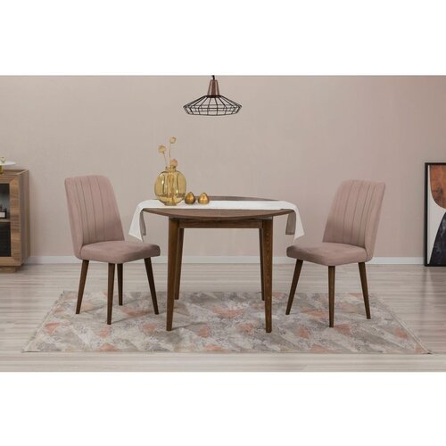 Hanah home vina 0900 - walnut, stone walnutstone extendable dining table & chairs set (3 pieces) Cene