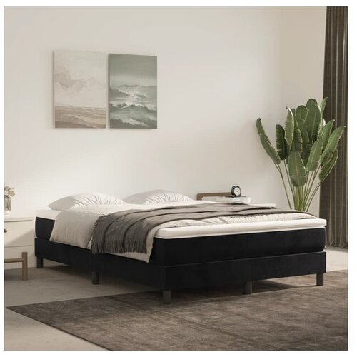  Box spring postelja z vzmetnico črna 140x200 cm žamet Cene