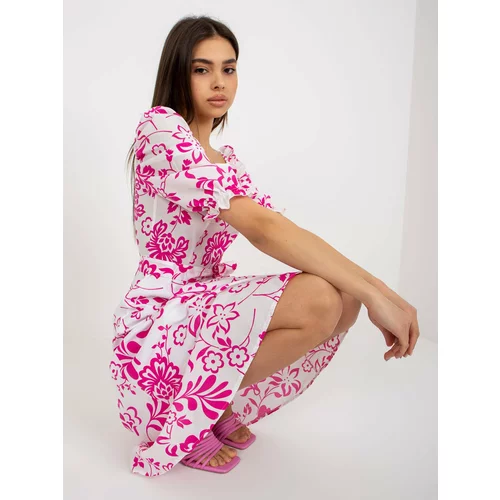 Fashion Hunters White and fuchsia flowing dress with print