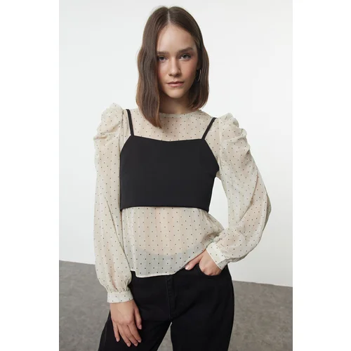 Trendyol Black Double Layer Chiffon-Finike Mix Woven Blouse