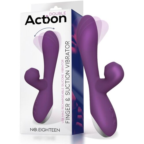 Action No. Eighteen Vibrator and Sucker with Oscillating & Finger Function Purple Cene