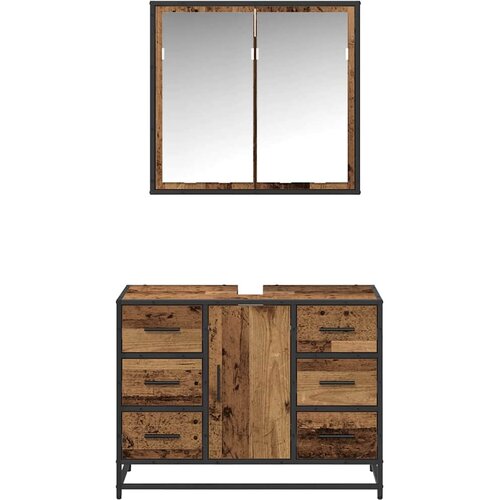  Set namje&amp;scaron;taja za kupaonicu 2 kom. Staro drvo 80 x 33 x 60 cm Slike