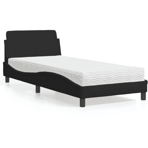 VidaXL Postelja z vzmetnico črna 90x200 cm blago Slike