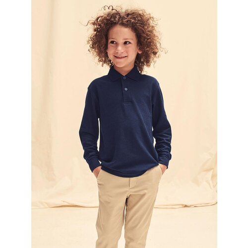 Fruit Of The Loom Navy blue long sleeve polo shirt Slike