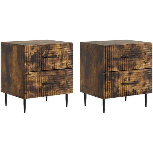  Noćni ormar s ladicama 2 pcs Dimljeni hrast 43 x 34 5 x 47 5 cm - Dimljeni hrast 2 Cene