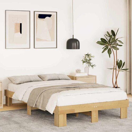VidaXL posteljni okvir brez vzmetnice 120x200 cm masivni les hrast Slike