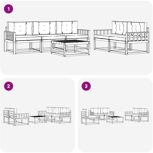  Set vanjskih sofa 6 kom. Bijela i svjetlosiva Slike