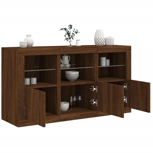  The Living Store Komoda z LED lučkami dimljen rjav hrast 123x37x67 cm - Komoda, (21442489) Cene