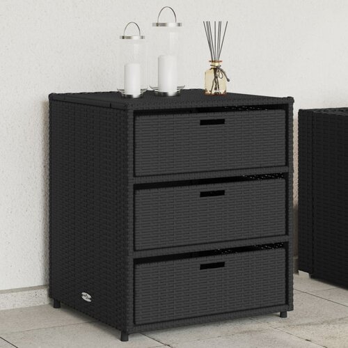  The Living Store Vrtna omara za shranjevanje črna 55x59x69 cm poli ratan - Vrtna Omara, (21479513) Cene