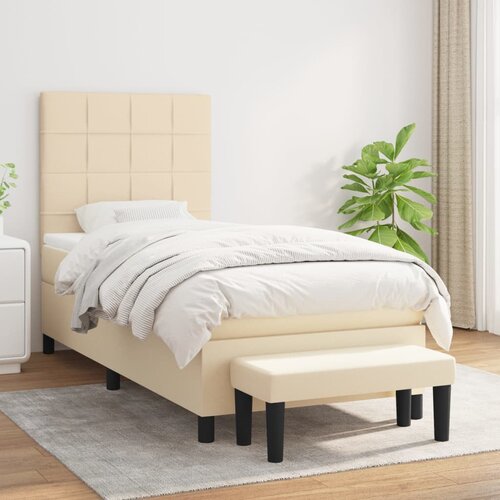 The Living Store Box spring postelja z vzmetnico krem 100x200 cm blago - Box Spring Postelja, (21514966) Cene