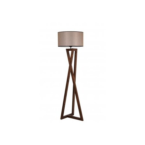 Opviq Podna lampa MAČKA smeđe, drvo/ platno, promjer 45 cm, visina 166 cm, E27 60 w, Ma&amp;ccedil;ka Ceviz Ahşap Lambader Silindir Koyu Hasır Abajurlu Slike