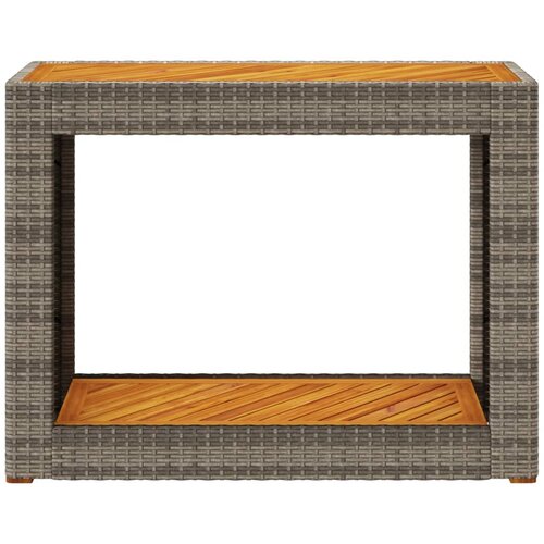 Vrtni bočni stolić s drvenom pločom sivi 100x40x75 cm poliratan Slike